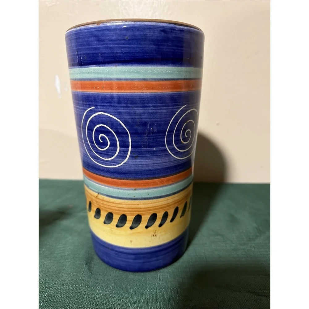 Pier 1 Utensil Holder/Wine‎ Cooler  Italian Swirl Terracotta 8.5